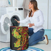 Hawaiian Manta Ray and Hammerhead Shark Tribal Tattoo Laundry Basket with Polynesian Tribal Pattern Kanaka Maoli Flag Color LT03 - Polynesian Pride
