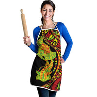 Hawaiian Manta Ray and Hammerhead Shark Tribal Tattoo Apron with Polynesian Tribal Pattern Kanaka Maoli Flag Color LT03 - Polynesian Pride