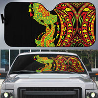 Hawaiian Manta Ray and Hammerhead Shark Tribal Tattoo Auto Sun Shade with Polynesian Tribal Pattern Kanaka Maoli Flag Color LT03 Multicolor - Polynesian Pride
