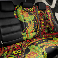 Hawaiian Manta Ray and Hammerhead Shark Tribal Tattoo Back Car Seat Cover with Polynesian Tribal Pattern Kanaka Maoli Flag Color LT03 - Polynesian Pride