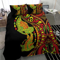 Hawaiian Manta Ray and Hammerhead Shark Tribal Tattoo Bedding Set with Polynesian Tribal Pattern Kanaka Maoli Flag Color LT03 - Polynesian Pride