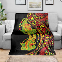 Hawaiian Manta Ray and Hammerhead Shark Tribal Tattoo Blanket with Polynesian Tribal Pattern Kanaka Maoli Flag Color LT03 - Polynesian Pride