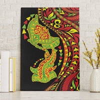 Hawaiian Manta Ray and Hammerhead Shark Tribal Tattoo Canvas Wall Art with Polynesian Tribal Pattern Kanaka Maoli Flag Color LT03 Without Frame Multicolor - Polynesian Pride