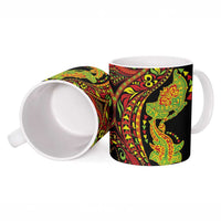Hawaiian Manta Ray and Hammerhead Shark Tribal Tattoo Ceramic Mug with Polynesian Tribal Pattern Kanaka Maoli Flag Color LT03 - Polynesian Pride