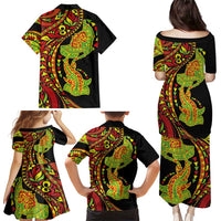 Hawaiian Manta Ray and Hammerhead Shark Tribal Tattoo Family Matching Puletasi and Hawaiian Shirt with Polynesian Tribal Pattern Kanaka Maoli Flag Color LT03 - Polynesian Pride