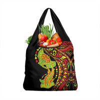 Hawaiian Manta Ray and Hammerhead Shark Tribal Tattoo Grocery Bag with Polynesian Tribal Pattern Kanaka Maoli Flag Color LT03 1-pack One Size Multicolor - Polynesian Pride