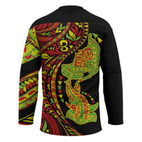 Hawaiian Manta Ray and Hammerhead Shark Tribal Tattoo Hockey Jersey with Polynesian Tribal Pattern Kanaka Maoli Flag Color LT03 - Polynesian Pride