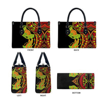 Hawaiian Manta Ray and Hammerhead Shark Tribal Tattoo Leather Bag with Polynesian Tribal Pattern Kanaka Maoli Flag Color LT03 - Polynesian Pride