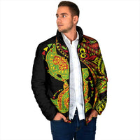 Hawaiian Manta Ray and Hammerhead Shark Tribal Tattoo Padded Jacket with Polynesian Tribal Pattern Kanaka Maoli Flag Color LT03 - Polynesian Pride
