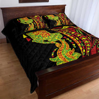 Hawaiian Manta Ray and Hammerhead Shark Tribal Tattoo Quilt Bed Set with Polynesian Tribal Pattern Kanaka Maoli Flag Color LT03 - Polynesian Pride