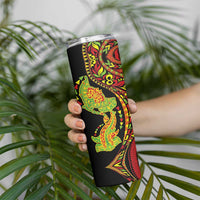 Hawaiian Manta Ray and Hammerhead Shark Tribal Tattoo Skinny Tumbler with Polynesian Tribal Pattern Kanaka Maoli Flag Color LT03 - Polynesian Pride