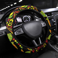 Hawaiian Manta Ray and Hammerhead Shark Tribal Tattoo Steering Wheel Cover with Polynesian Tribal Pattern Kanaka Maoli Flag Color LT03 Universal Fit Multicolor - Polynesian Pride