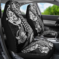 Hawaiian Manta Ray and Hammerhead Shark Tribal Tattoo Car Seat Cover with Polynesian Tribal Pattern Black-White Color LT03 - Polynesian Pride