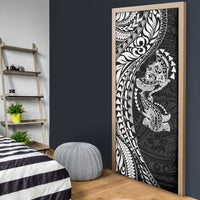 Hawaiian Manta Ray and Hammerhead Shark Tribal Tattoo Door Cover with Polynesian Tribal Pattern Black-White Color LT03 - Polynesian Pride