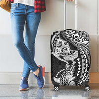 Hawaiian Manta Ray and Hammerhead Shark Tribal Tattoo Luggage Cover with Polynesian Tribal Pattern Black-White Color LT03 - Polynesian Pride