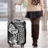 Hawaiian Manta Ray and Hammerhead Shark Tribal Tattoo Luggage Cover with Polynesian Tribal Pattern Black-White Color LT03 - Polynesian Pride