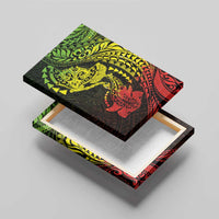 Hawaiian Manta Ray and Hammerhead Shark Tribal Tattoo Canvas Wall Art with Polynesian Tribal Pattern Reggae Style