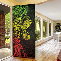 Hawaiian Manta Ray and Hammerhead Shark Tribal Tattoo Door Cover with Polynesian Tribal Pattern Reggae Style LT03 - Polynesian Pride