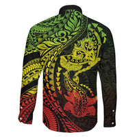 Hawaiian Manta Ray and Hammerhead Shark Tribal Tattoo Family Matching Tank Maxi Dress and Hawaiian Shirt with Polynesian Tribal Pattern Reggae Style LT03 - Polynesian Pride