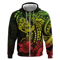 Hawaiian Manta Ray and Hammerhead Shark Tribal Tattoo Hoodie with Polynesian Tribal Pattern Reggae Style LT03 Zip Hoodie Multicolor - Polynesian Pride