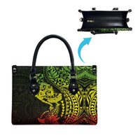 Hawaiian Manta Ray and Hammerhead Shark Tribal Tattoo Leather Bag with Polynesian Tribal Pattern Reggae Style
