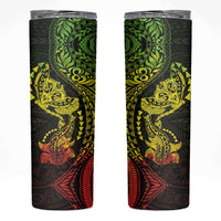 Hawaiian Manta Ray and Hammerhead Shark Tribal Tattoo Skinny Tumbler with Polynesian Tribal Pattern Reggae Style LT03 Multicolor - Polynesian Pride