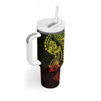 Hawaiian Manta Ray and Hammerhead Shark Tribal Tattoo Tumbler With Handle with Polynesian Tribal Pattern Reggae Style