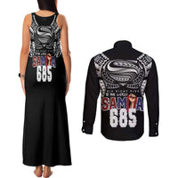 Super Samoa-Six Eight Five to The World Couples Matching Tank Maxi Dress and Long Sleeve Button Shirt Traditional Samoan Tattoo Black Color LT03 - Polynesian Pride