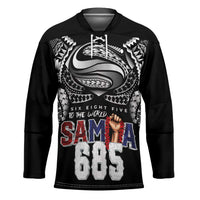 Super Samoa-Six Eight Five to The World Hockey Jersey Traditional Samoan Tattoo Black Color