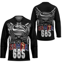 Super Samoa-Six Eight Five to The World Hockey Jersey Traditional Samoan Tattoo Black Color