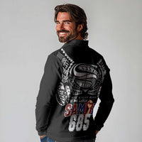 Super Samoa-Six Eight Five to The World Long Sleeve Polo Shirt Traditional Samoan Tattoo Black Color LT03 - Polynesian Pride