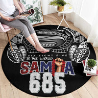 Super Samoa-Six Eight Five to The World Round Carpet Traditional Samoan Tattoo Black Color