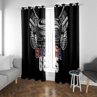 Super Samoa-Six Eight Five to The World Window Curtain Traditional Samoan Tattoo Black Color
