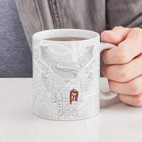 Super Samoa-Six Eight Five to The World Ceramic Mug Traditional Samoan Tattoo All White