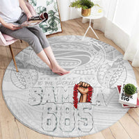Super Samoa-Six Eight Five to The World Round Carpet Traditional Samoan Tattoo All White
