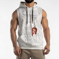 Super Samoa-Six Eight Five to The World Sleeveless Hoodie Traditional Samoan Tattoo All White