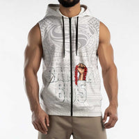 Super Samoa-Six Eight Five to The World Sleeveless Zip Hoodie Traditional Samoan Tattoo All White