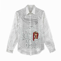 Super Samoa-Six Eight Five to The World Women Casual Shirt Traditional Samoan Tattoo All White LT03 - Polynesian Pride