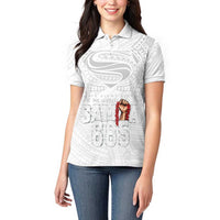 Super Samoa-Six Eight Five to The World Women Polo Shirt Traditional Samoan Tattoo All White LT03 - Polynesian Pride