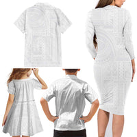 Lotu Tamaiti Samoan Art Tattoo Siapo Pattern Family Matching Long Sleeve Bodycon Dress and Hawaiian Shirt LT03 - Polynesian Pride