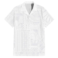 Lotu Tamaiti Samoan Art Tattoo Siapo Pattern Family Matching Tank Maxi Dress and Hawaiian Shirt LT03 Dad's Shirt - Short Sleeve White - Polynesian Pride