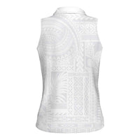 Lotu Tamaiti Samoan Art Tattoo Siapo Pattern Women Sleeveless Polo Shirt LT03 - Polynesian Pride