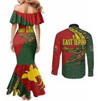 Sepik River Crocodile & Arts Festival Melanesian Pattern Couples Matching Mermaid Dress and Long Sleeve Button Shirt LT03 - Polynesian Pride