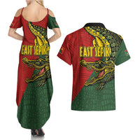 Sepik River Crocodile & Arts Festival Melanesian Pattern Couples Matching Summer Maxi Dress and Hawaiian Shirt LT03 - Polynesian Pride
