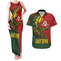 Sepik River Crocodile & Arts Festival Melanesian Pattern Couples Matching Tank Maxi Dress and Hawaiian Shirt LT03 Red - Polynesian Pride