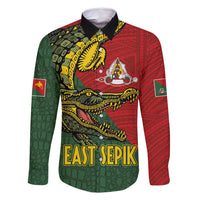 Sepik River Crocodile & Arts Festival Melanesian Pattern Family Matching Mermaid Dress and Hawaiian Shirt LT03 Dad's Shirt - Long Sleeve Red - Polynesian Pride