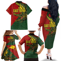 Sepik River Crocodile & Arts Festival Melanesian Pattern Family Matching Off The Shoulder Long Sleeve Dress and Hawaiian Shirt LT03 - Polynesian Pride