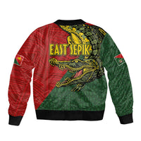 Sepik River Crocodile & Arts Festival Melanesian Pattern Sleeve Zip Bomber Jacket