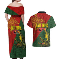 Sepik River Crocodile & Arts Festival Couples Matching Off Shoulder Maxi Dress and Hawaiian Shirt Bird-of-paradise Melanesian Tattoo LT03 - Polynesian Pride