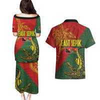 Sepik River Crocodile & Arts Festival Couples Matching Puletasi and Hawaiian Shirt Bird-of-paradise Melanesian Tattoo LT03 - Polynesian Pride